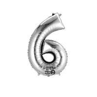 Zilver Cijfer '6' Folie Ballon 40cm