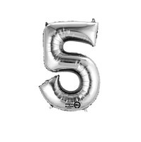 Zilver Cijfer '5' Folie Ballon 40cm