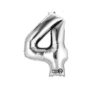 Zilver Cijfer '4' Folie Ballon 40cm