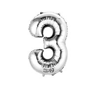 Zilver Cijfer '3' Folie Ballon 40cm