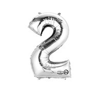 Zilver Cijfer '2' Folie Ballon 40cm