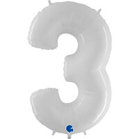 Grabo Wit Cijfer '3' Folie Ballon 101cm