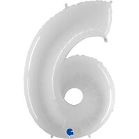Grabo Wit Cijfer '6' Folie Ballon 101cm