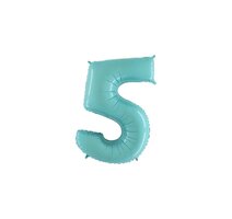 Pastel Blauw Cijfer '5' Folie Ballon 35cm