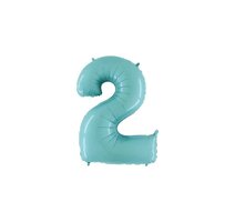 Pastel Blauw Cijfer '2' Folie Ballon 35cm