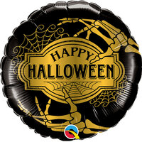 Gouden Schedel 'Happy Halloween' Folie Ballon 45cm