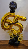 Goud Zwart 'Happy Birthday 65' Collage Ballonnenpilaar
