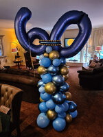 Organic Blauw met Goud '60' Ballonnenpilaar