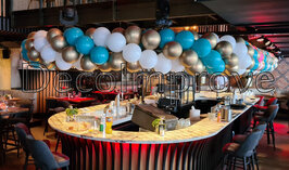 Turquoise, Chroom goud, Wit Slingers Large Ballondecoratie per meter