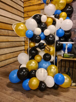 Zwart, Wit, Goud en Blauw '1' Cijfer Mozaiek Ballondecoratie Large