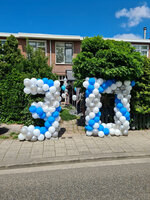 Blauw Zilver en Wit Balloncijfers 150cm