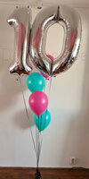 Zilver met Tiktok Kleuren '10 jaar' Helium Ballonnenboeket