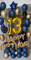 Navy Blue 'Happy Birthday 13' Ultra Deluxe Collage Ballonnenpilaar