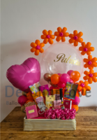 Traktatiemand Oranje, Fuchsia en Chroom Goud Ballondecoratie met Gepersonaliseerde bedrukking