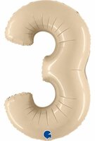Grabo Creme Cijfer '3' Folie Ballon 101cm