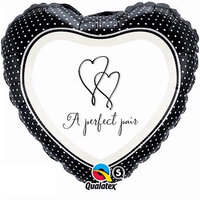 Qualatex Zwarte Polkadots 'A Perfect Pair' Hart Folie Ballon 45cm