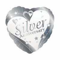 Creative Party Zilveren Jubileum 'Silver Anniversary' Hart Folie Ballon 45cm