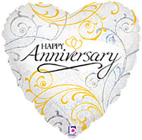 Betallic Filigree 'Happy Anniversary' Hart Folie Ballon 45cm