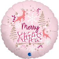 Grabo Roze 'Merry Xmas' Folie Ballon 45cm