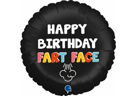 Grabo Zwart 'Happy Birthday Fart Face' Folie Ballon 45cm