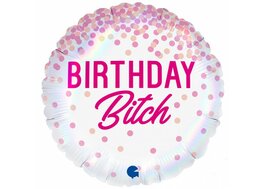 Grabo Roze Confetti 'Birthday Bitch' Folie Ballon 45cm