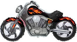 Sempertex Zwarte Motor met Vlammen SuperVorm Folie Ballon 81cm