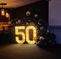 Zwart, Chroom Goud Organic Slinger Ballondecoratie per Meter 