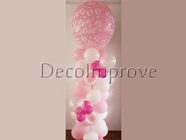 Ballonnenpilaar Standaard Roze 'It's A Girl' 220cm Clusters van 4