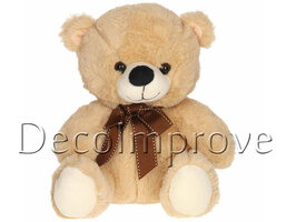 Teddybeer Zittend Knuffel Beige Zacht met Strik 25cm Verhuur