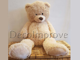 Teddybeer Zittend Knuffel Beige Zacht 100cm Verhuur