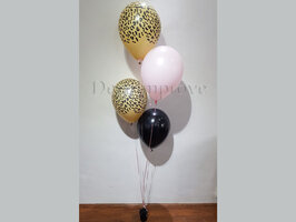 Wild Trosje met 4 Heliumballonnen Boeket en Folie Ballon Gewicht