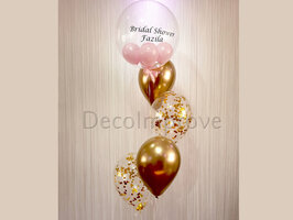 Goud Confetti en Bubble met Persoonlijke Opdruk Helium Ballonnenboeket