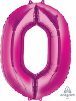Anagram Fuchsia Cijfer '0' Folie Ballon 86cm