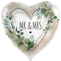 Natuurlijk 'Mr&Mrs' Hart Folieballon 45cm