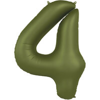 Folat Olijf Groen Cijfer '4' Folie Ballon 86cm