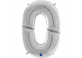 Grabo Zilver Jumbo Cijfer '0' Folie Ballon 163cm