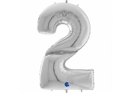 Grabo Zilver Jumbo Cijfer '2' Folie Ballon 163cm