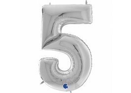 Grabo Zilver Jumbo Cijfer '5' Folie Ballon 163cm