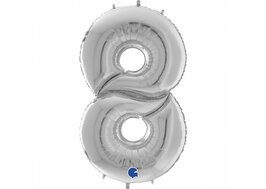 Grabo Zilver Jumbo Cijfer '8' Folie Ballon 163cm
