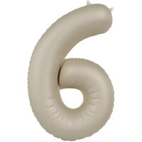 Folat Creamy Latte Cijfer '6' Folie Ballon 86cm