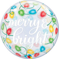 Qualatex Transparant 'Merry & Bright' Bubble Ballon 55cm