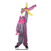 Roze Clown met Minifiguur boven zijn Hoofd Animatron Bewegend Figuur