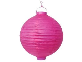 Fel Roze Papieren Lampion met LEDverlichting 30cm Hot Pink