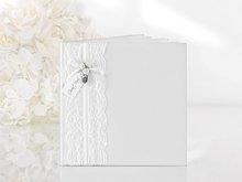 Vintage Wit met Kanten Rand en Witte Rozen Gastenboek