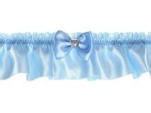 Helder Blauw met Lintje en Zilveren Hart Satijnen Bandelette