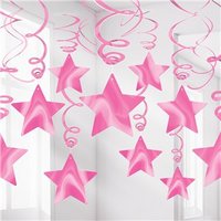 Fel Roze Sterren Hangkrullen 30st