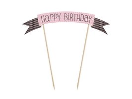 Roze Polkadot 'Happy Birthday' Taartprikker