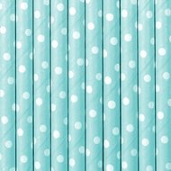 Hemels Blauw Stippen Papieren Drink Rietjes 10st
