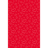 Rode Loper met Witte Harten 450cm Wegwerp 