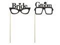 'Bruid' en 'Bruidegom' Brillen Bordjes Foto Props 24cm 2st